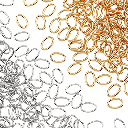 DICOSMETIC 200 Stück Edelstahl Offene Biegeringe Oval Sprungringe Goldene Verbinder Ringe 6.5x10mm Kleine Biegeringe Schmuck Bindering Für DIY Armband Handwerk Halskette Armband von DICOSMETIC