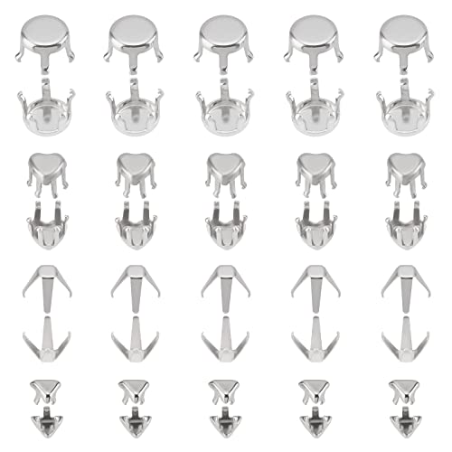 DICOSMETIC 240 Stück 4 Stile Edelstahl Strass Krallen Fassungen Pferdeauge Geformte Zacken Fassung Pferdeauge Leere Krallen Fassung Für Strass Anhänger Rohlinge Harz Schmuckherstellung von DICOSMETIC