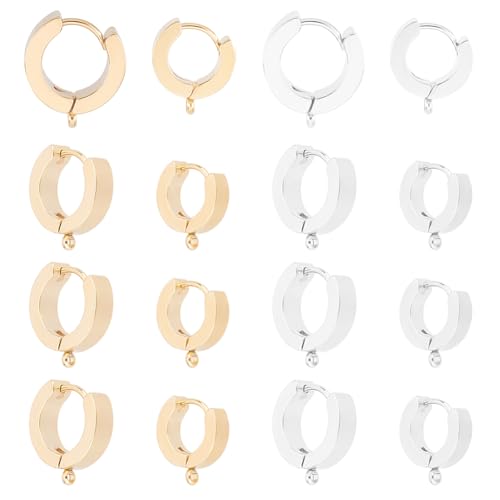 DICOSMETIC 24Pcs 2 Style Edelstahl Huggie Hoop Leverback Ohrringe Erkenntnisse Runde Französische Haken Ohrhaken Erkenntnisse Mit Offener Schleife Hypoallergen Baumeln Ohrring Für Schmuckherstellung von DICOSMETIC