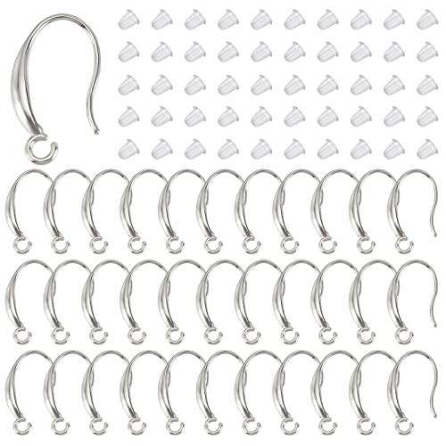 DICOSMETIC 30 Stück Ohrring Haken Edelstahl Ohrringe Basteln Ohrring Fischhaken Und 50 Stück Kunststoff Ohrmuttern Ohrhaken Mit 2mm Schlaufe 0.8mm Pin Für Die DIY Ohrring Schmuck von DICOSMETIC