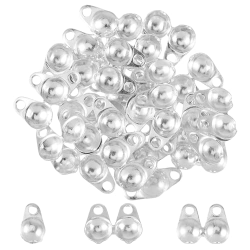 DICOSMETIC 30 Stück Perlenspitzen 925 Sterlingsilber Doppelknotenabdeckungen Muschelknotenabdeckungen Kleine Faltbare Kalotten Endkappen Für Schmuckherstellung DIY Handwerk, Bohrung: 1mm von DICOSMETIC