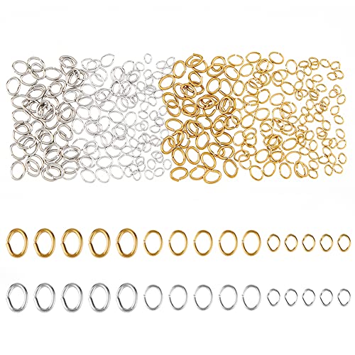 DICOSMETIC 300 Stück 3 Größen Offene Biegeringe Golden Silber Chainmaille Biegeringe 2/4/5 mm Ovale Offene Biegeringe Edelstahl Spaltringe Verbindungsringe Für Die Schmuckherstellung von DICOSMETIC