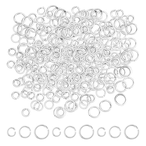 DICOSMETIC 300 Stück 3 Größen Sprungringe 3/4/5mm 925 Sterling Silber Plattierte Sprungringe Messing Sprungringe Kleine O Ring Verbinder Splitringe Für Halskette Armband Ohrring Schmuckherstellung von DICOSMETIC