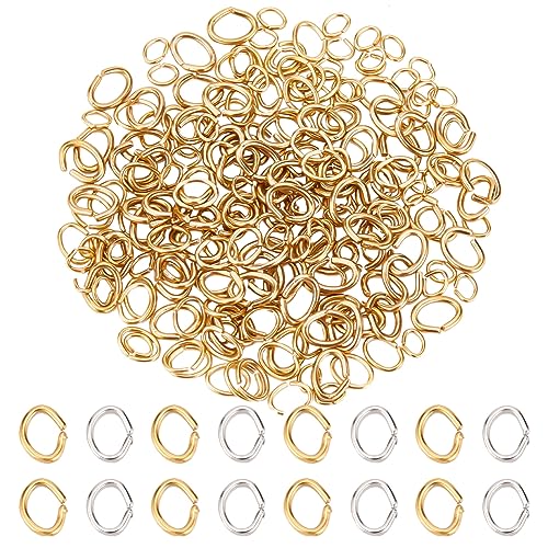 DICOSMETIC 300 Stück Ovale Biegeringe 2 mm Edelstahl Offene Biegeringe Goldene Runde Ringe Verbinder Bulk DIY Spaltringe Für DIY Handwerk Schmuckherstellung Und Reparatur von DICOSMETIC