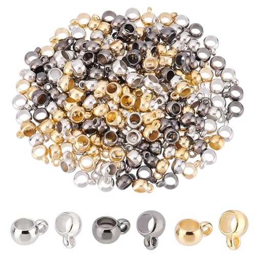 DICOSMETIC 300 Stück Rondelle Bail Perlen 3 Farben Zwischenperlen mit Loch Groß Kunststoff Glatte Abstandshalter Perlen European Loose Perlen Für Armband Halskette DIY Bohrung: 1.5mm von DICOSMETIC