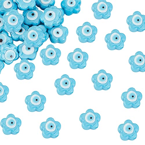 DICOSMETIC 33Pcs Evil Eye Lampwork Perlen Flache Eye Perlen Spacer Eye charme Türkische Lose Perlen andgemachte Glas Lampwork Perlen Für DIY Armband Ohrring Halskette DIY, Bohrung: 1.6mm von DICOSMETIC