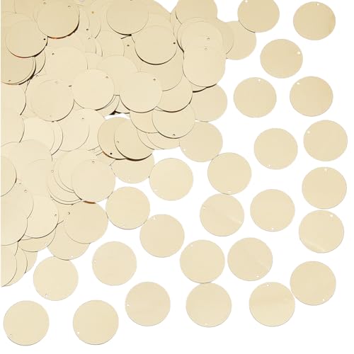 DICOSMETIC 400 Stück Lose Pailletten Flache Runde Pailletten Großpackung PVC Pailletten 29mm Stickerei Handwerk Pailletten Gold Glitzer Für Kleidung Schuhe Kleid DIY Nähen von DICOSMETIC