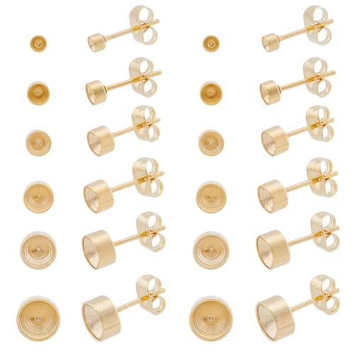 DICOSMETIC 48 Stück 6 Größen Strass Ohrstecker Set 3/4/5/6/7/8 mm Runde Leere Ohrstecker Aus Edelstahl DIY Ohrring Rohlinge Mit Ohrmuttern Für Die Herstellung von Ohrsteckern von DICOSMETIC