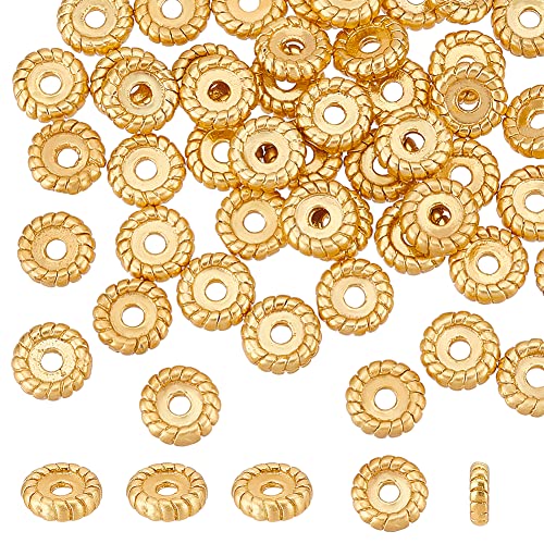 DICOSMETIC 50 Stück Strukturierte Messingperlen 1.8mm Loch Flache Runde Stopperperlen Goldene Abstandshalter charme Perle Metallperlen Zubehör Für Handwerk Armbänder Halsketten Schmuckherstellung von DICOSMETIC