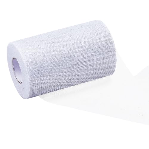 DICOSMETIC 50 Yards Weißes Netzband Schimmerndes Netzstoffband Polyester Glitzerband Verdrahtet 6" breite Netzstoffrollen Für Tutu Rock DIY Handwerk DICOSMETIC 50 Yards Weißes Netzband Schimmerndes Netzstoffband Polyester Glitzerband Verdrahtet 6" breite Netzstoffrollen Für Tutu Rock DIY Handwerk von DICOSMETIC
