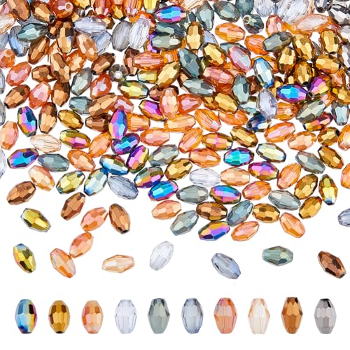 DICOSMETIC 500 Stücke 10 Farben Elektroplattierte Glasperlen Facettierte Bicone Perlen Kristallperlen Mini Oval Abstandshalterperlen Glitzerperlen 6x4mm Winzige Lose Perlen Für Die Schmuckherstellung von DICOSMETIC