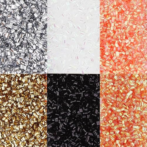 DICOSMETIC 6 Farben 120g Bingsu Perlen für Schlanke12702 Stück Schillernde Weiche Strohrohrperlen 3D Kunststoffperlen Sortiment Crunchy Microbeads Supplies Halloween Farben Perlen von DICOSMETIC