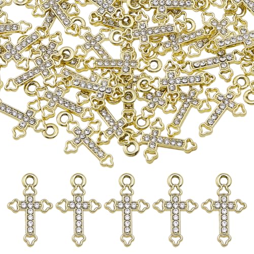 DICOSMETIC 60 Stück Kubikzirkonia Kreuz Anhänger Legierung Strass Kreuzanhänger Hellgold Kreuzanhänger Kleine Metall Osteranhänger Für Die Schmuckherstellung Armband Halskette Ohrring DICOSMETIC 60 Stück Kubikzirkonia Kreuz Anhänger Legierung Strass Kreuzanhänger Hellgold Kreuzanhänger Kleine Metall Osteranhänger Für Die Schmuckherstellung Armband Halskette Ohrring von DICOSMETIC