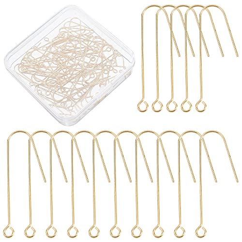 DICOSMETIC 70 Stück Messing Ohrhaken 18k Vergoldet Ohrring Haken Angelhaken Ohrring Ohrhaken Mit 2.5mm Loch Edelstahl Französisch Ohrring Haken Für Die DIY Schmuck Ohrring, Stift: 0.5mm von DICOSMETIC