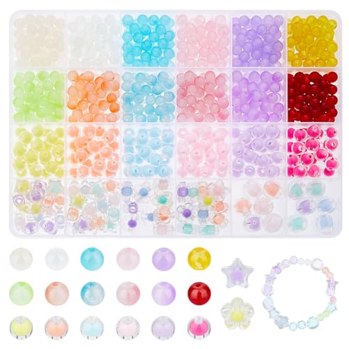 DICOSMETIC 768 Stück Transparente Acrylperlen Blumen Pastellperlen Süße Perlen Glasperlen Ästhetische Perlen Charms Für Halsketten DIY Handyketten Bohrung: 1~2.5 mm von DICOSMETIC