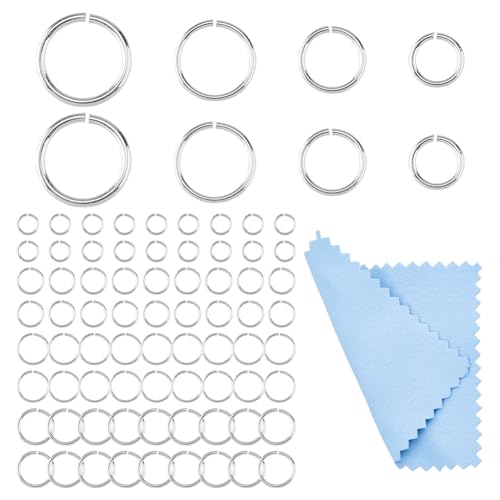 DICOSMETIC 80 Stück 4 Größen Offene Biegeringe Sterling Silber 925 Offene Ringe Springe 2.5/4/5/5.5mm Metall Sprungringe Großpackung Kleine Round Biegeringe Für Schmuckherstellung von DICOSMETIC