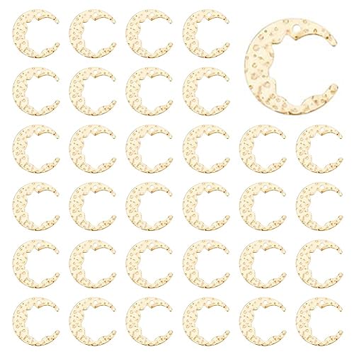 DICOSMETIC 80 Stück Golden Bumpy Moon Charme Himmlischer Mond Charme Bulk Blank Tag Mond Anhänger Messing Hängeanhänger Für DIY Schmuckherstellung, Bohrung: 1 mm von DICOSMETIC