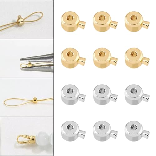 DICOSMETIC 80 Stück Messing Quetschperlen 2 Farben Crimp Metall Quetschperlen Crimp Tube Perlen 4.5mm Crimp Perlen Set für Die Herstellung von Armbändern, Bohrung: 0.8 mm von DICOSMETIC