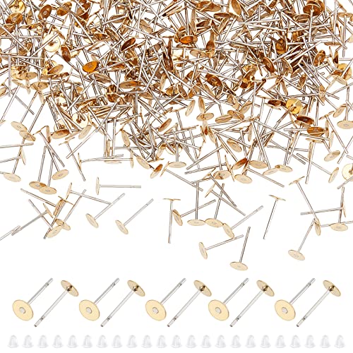 DICOSMETIC 800 Stück 5mm 304 Edelstahl Ohrstecker Mit Flachen Pads Goldene Blanke Stiftohrring Ergebnisse Scheiben Ohrstecker Mit Ohrmuttern Für Die Schmuckherstellung Stift: 0.8mm von DICOSMETIC