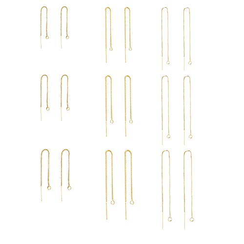 DICOSMETIC 9 Paar 3 Stile Einfädler Ohrringe Messing Quaste Ohrringe Mit Schleifen Golden Dangle Drop Langkettige Ohrfäden Für DIY Ohrring Schmuckherstellung, Bohrung: 1.5~2 mm, Stift: 0.5~0.7 mm von DICOSMETIC