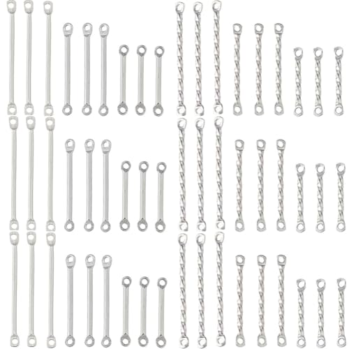 DICOSMETIC 90 Stück Bar Glieder Verbinder 2 Stile Gedrehte Bar Glieder Charms 15/20/25mm Gedrehte Blanko Glieder 2 Loch Stick Streifen Ohrringe Charms Edelstahl Glieder von DICOSMETIC