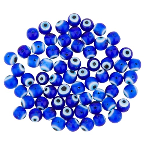 DICOSMETIC 98 Stück Handgefertigte Böse Augen Lampwork Perlen Blaue Runde Böse Augenperlen 8mm Türkische Blaue Böse Augenperlen Für DIY Armbänder Halsketten Schmuckherstellung Bohrung: 1mm von DICOSMETIC