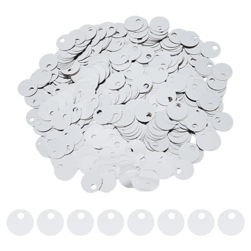 DICOSMETIC Flache runde Pailletten, 19 mm, Kunststoff, großes Loch, lose Pailletten, Metallic-Silber, für Stickereien, Brautstricken, Kunst, Handwerk, Schmuckherstellung, 1600 Stück DICOSMETIC Flache runde Pailletten, 19 mm, Kunststoff, großes Loch, lose Pailletten, Metallic-Silber, für Stickereien, Brautstricken, Kunst, Handwerk, Schmuckherstellung, 1600 Stück von DICOSMETIC