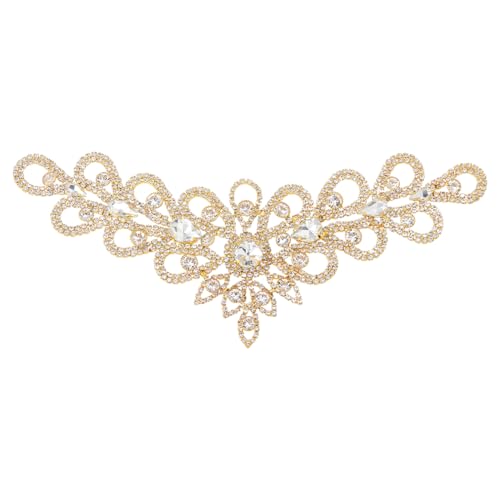DICOSMETIC Kristall-Strass-Applikation, Brautschmuck, Hochzeitskleid, Glitzer-Applikation, V-Ausschnitt, Applikationen, goldene Blume, zum Nähen von Kleidung, Kleid, Hochzeitszubehör DICOSMETIC Kristall-Strass-Applikation, Brautschmuck, Hochzeitskleid, Glitzer-Applikation, V-Ausschnitt, Applikationen, goldene Blume, zum Nähen von Kleidung, Kleid, Hochzeitszubehör von DICOSMETIC