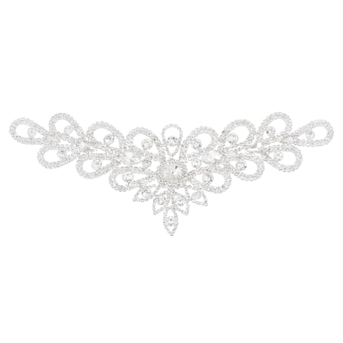 DICOSMETIC Kristall-Strass-Applikation, Brautschmuck, Hochzeitskleid, Glitzer-Applikation, V-Ausschnitt, Applikationen, silberfarbene Blumen-Patches zum Nähen von Kleidung, Kleid, Hochzeitszubehör DICOSMETIC Kristall-Strass-Applikation, Brautschmuck, Hochzeitskleid, Glitzer-Applikation, V-Ausschnitt, Applikationen, silberfarbene Blumen-Patches zum Nähen von Kleidung, Kleid, Hochzeitszubehör von DICOSMETIC