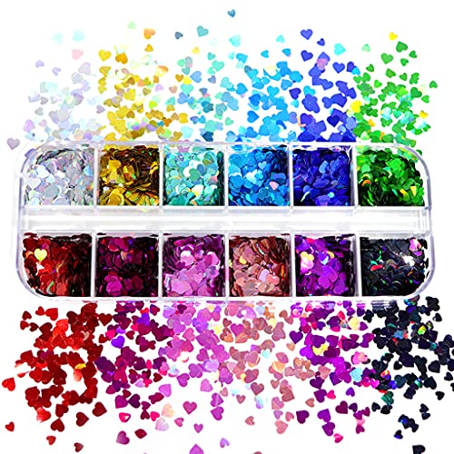 12 Gitter/Box 5 mm 3D Love Heart Nail Art Pailletten für Epoxidharz Gießformen von DIDILLX