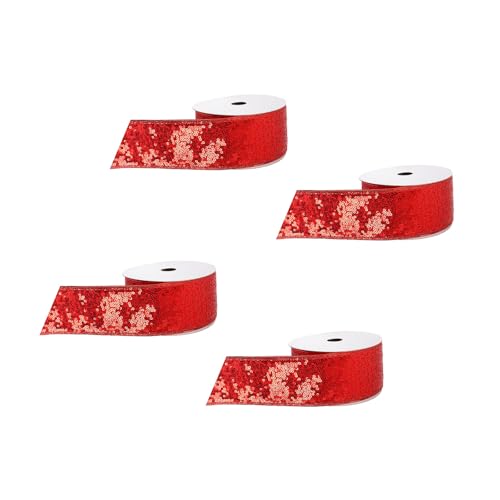 DIDILLX 4 Stück Weihnachten Schmetterling Bowknot Bänder für Feste Baumschmuck Polyester Pailletten Seidenband Dekoband von DIDILLX