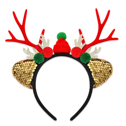 DIDILLX Haarreif mit Rentiergeweih, einzigartiges weißes Rentiergeweih, Stirnband für Weihnachtsmaskeraden und Feiern von DIDILLX