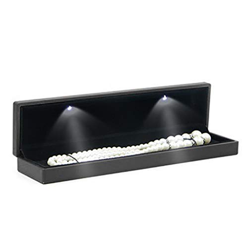 DIDILLX Luxus-Box, quadratisch, Hochzeitsanhänger für Etui, Schmuckschatulle mit LED-Licht für Antrag, Verlobung, Hochzeit von DIDILLX