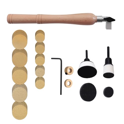 DIDILLX Schleifwerkzeug-Set mit 2,5 cm und 5,1 cm Haken-Stützteller Schleifscheiben, Doppel-Kugellagerkopf, Hartholzgriff, Holzbearbeitung von DIDILLX