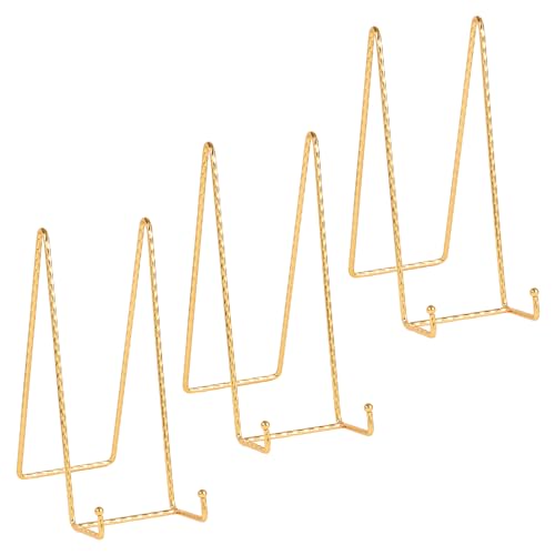 Staffelei Aufsteller Teller Ständer Metall - 3 Stück Tellerständer - Deko Tellerhalter - Dekoteller Halterung - Eisen Staffelei fuer Teller | Foto | Bücher | Bild | Bilderrahmen - Gold - 25,4 cm von DIDUDIDU