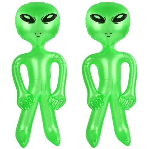 2 PCS Alien Aufblasbar, 55 CM Halloween Alien Aufblasbar, Alien Partydekorationen, Alien Ballon, Geeignet für Halloween-Alien-Partys, Wissenschaftsmuseumsausstellungen und Dekorationen von DIELIANHUA