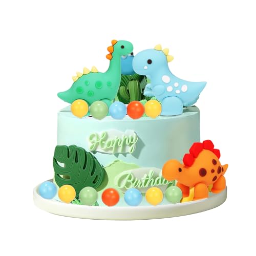 23 Stück Dino Tortendeko, Dino Kuchendeko, Dino Kuchen Deko, Kuchendeko Dinosaurier Set, Dinosaurier Kuchenaufsatz für Kinder Junge Party Deko von DIELIANHUA