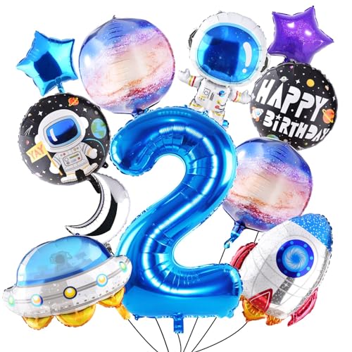 Astronaut Luftballons Set,11 PCS Weltraum Folienballon,Weltraum Luftballon 2.,Astronaut Weltraum Deko,Weltraum Kindergeburtstag,Weltraum Geburtstag Deko 2 Jahre,Geburtstags Ballons für Kinder von DIELOVEHUA