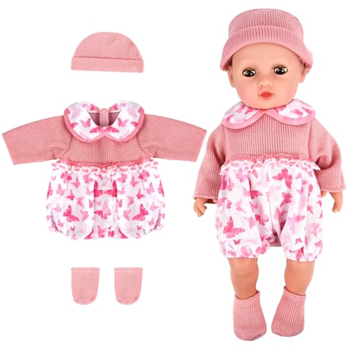 Puppenkleidung, Kleidung Outfits für Baby Puppen, Baby Puppe Kleidung, Puppenkleidung Set, Puppe Zubehör für 43-48 cm Puppen, Baby Langarm Bodys, Hut, Socken von DIELOVEHUA