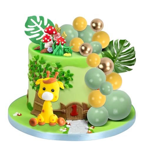 Tortendeko Tiere, 15 Stück Tortendeko Kugeln, Tiere Tortendeko Kuchen Toppers, Dschungel Tortendeko, Waldtiere Figuren Cake Topper, für Geburtstag Baby Shower Party Mädchen Kinder von DIELOVEHUA