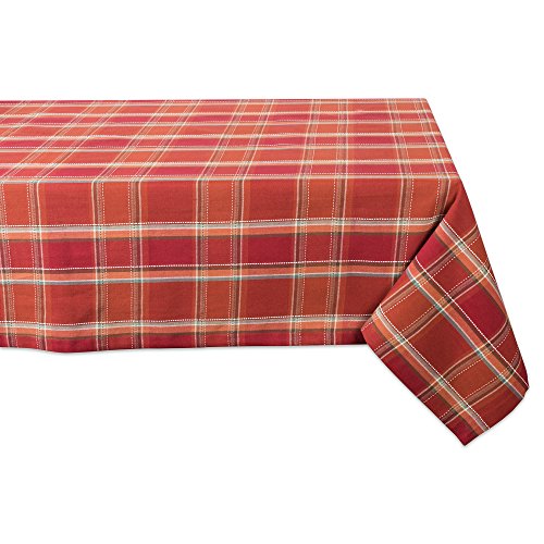 DII Autumn Pumpkin Spice Kitchen Collection Tischdeko aus Baumwolle für Herbst/Erntedankfest, Orange Plaid, Rectangle Tablecloth, 60x120 von DII