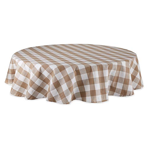 DII Buffalo Check Collection Klassische Bauernhaus-Tischdecke, Baumwolle, Stein, Tablecloth, 70" Round von DII