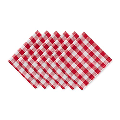 DII Checkered Tabletop Collection 100% Baumwolle, maschinenwaschbar, rot, 20" x 20" (Set of 6), 6 von DII