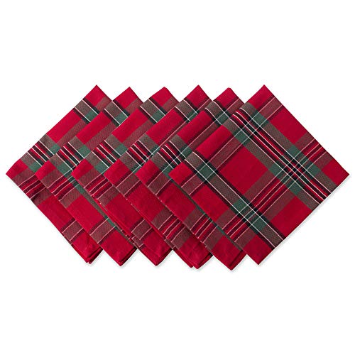 DII Farmhouse Christmas Plaid Esstisch & Küchendekoration, Baumwolle, rot/grün, 20" x 20" (Set of 6), 6 von DII