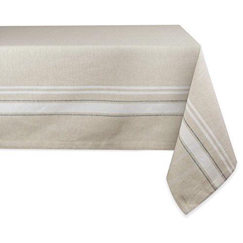 DII French Stripe Tischdecke, Tischdecke, Bauernhaus-Stil, 60 x 104 cm, Taupe/Weiß von DII