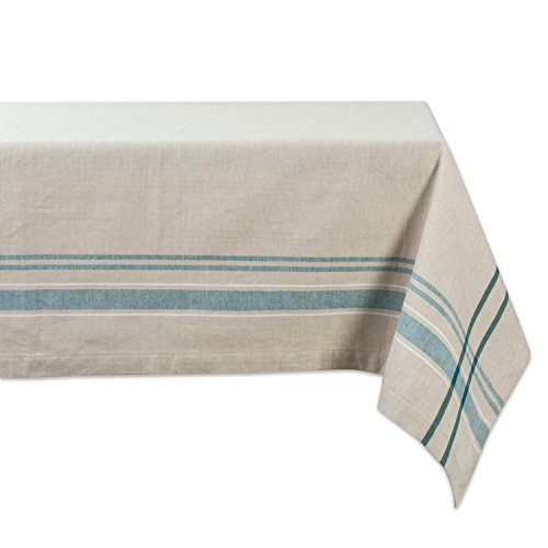 DII French Stripe Tischdecke, Tischdecke, Bauernhaus-Stil, 60 x 84 cm, Taupe/Blaugrün von DII