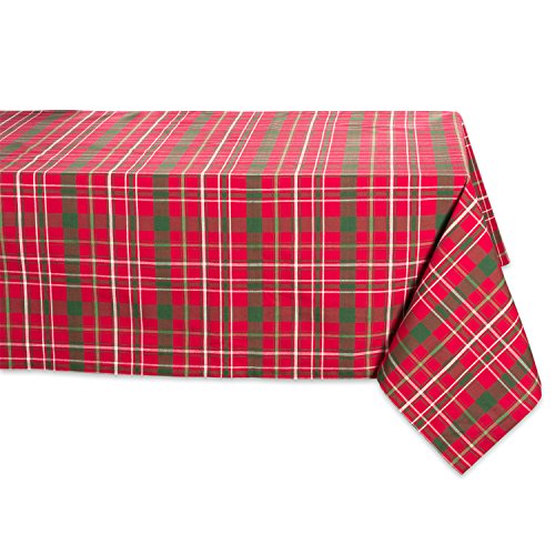 DII Holiday Dining Table Linen Collection Schottenkaro, Stechpalmenkaro, Baumwolle, rot/grün, Square Christmas Tablecloth, 52x52 von DII