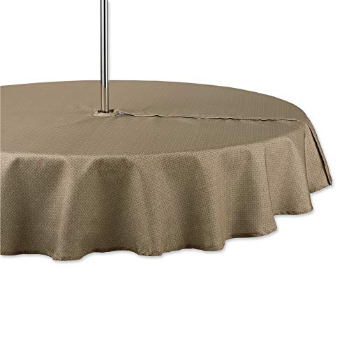 DII Indoor/Outdoor Tabletop Collection Schirmloch mit Reißverschluss, maschinenwaschbar, tonales Gitter, Polyester, Stein, Tablecloth, 60" Round von DII