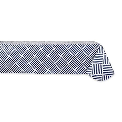 DII Indoor/Outdoor Vinyl Tabletop Collection Tischdecke mit Gittermuster, Flanellrückseite, PEVA mit 100% Polyester-Flanell-Rückseite, Navy, 102 x 60 inch (Rectangular) von DII