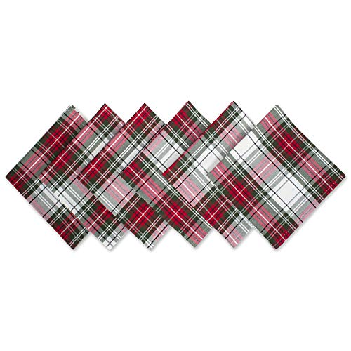 DII Tartan Plaid Collection Feiertags-Esstisch und Küchendekoration, Baumwolle, Rot, Grün und Weiß, 20" x 20" (Set of 6), 6 von DII